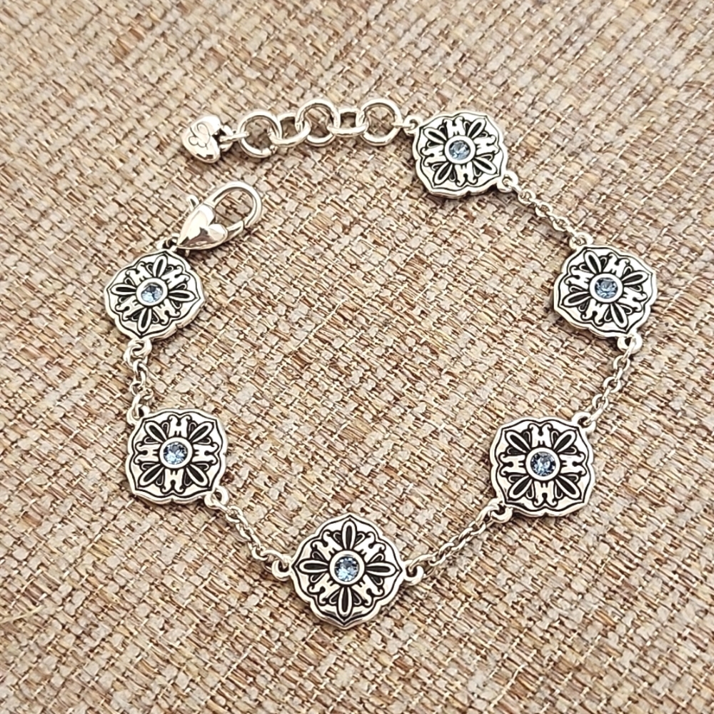 Brighton Flower With Blue Rhinstone Bracelet